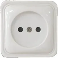 Розетка одинарная открытой установки без з/к, белый, LK Standard (813304). Розетка без заземляющих контактов с защитными шторками. Экопласт